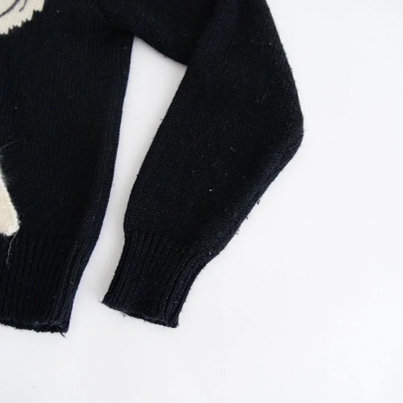 Vintage Joslen Smith  Black with Gold Detail V-Neck Sweater LG - Picture 5 of 12